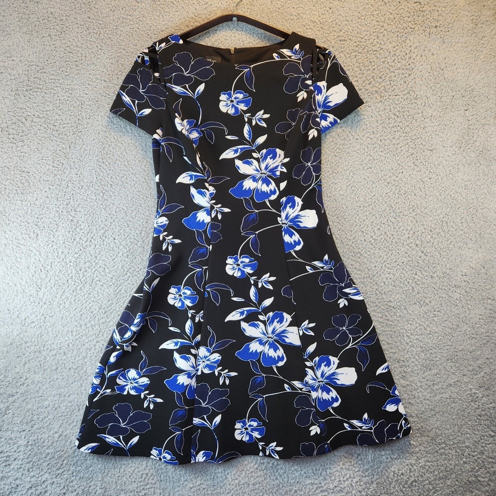 ALYX Petite Dress Womens Size 6P Fairycore Black Floral Print Career Casual Midi